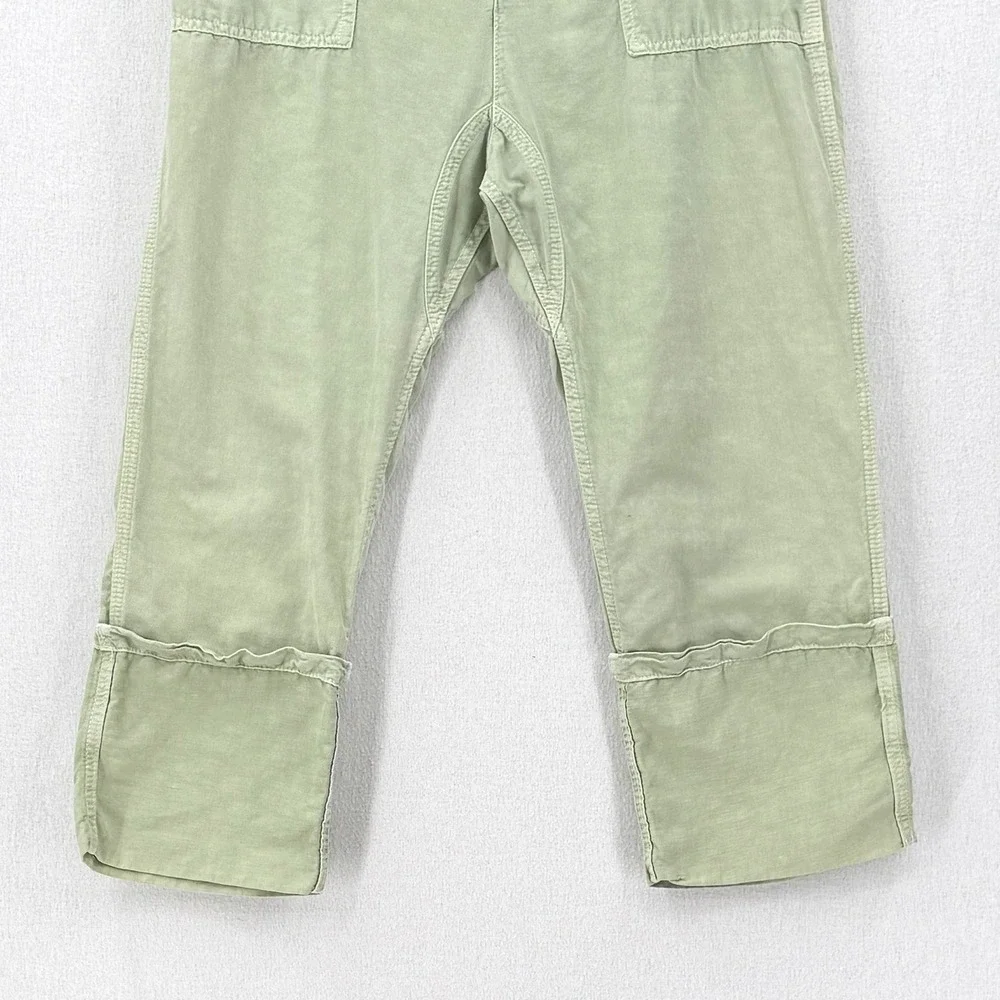 ZARA The Tokyo Trouser Pants Women Small Green Cuffed Cropped Wide leg Cargo